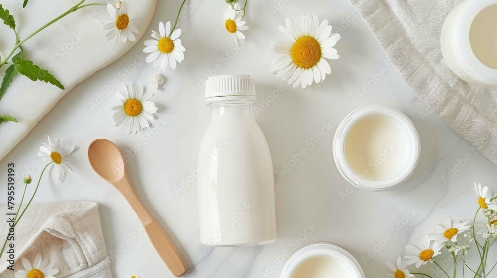 Bottle of Milk, Daisies, and Spoon Bottle of Milk, Daisies, and Spoon