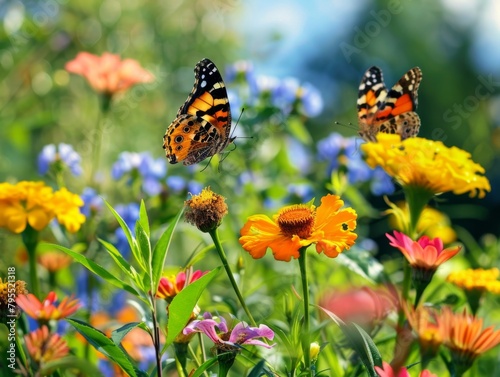 Butterfly Garden Oasis: Captivating Noon HavenDiverse Fluttering Species