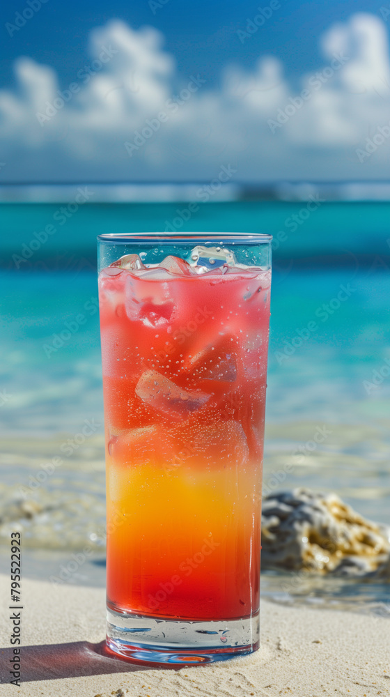 Obraz premium Summer Sea Breeze Cocktail with Ice and Fruit Garnish