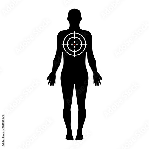 Black outline human target shooting. Vector
