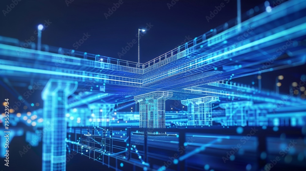 A futuristic cityscape with a bridge in the middle A futuristic cityscape with a bridge in the middle