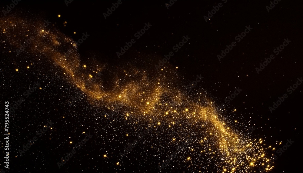 Obraz premium 簡素な背景に高級感を表現し、煌びやかなアクセントが施された砂金が軽やかに舞い上がる