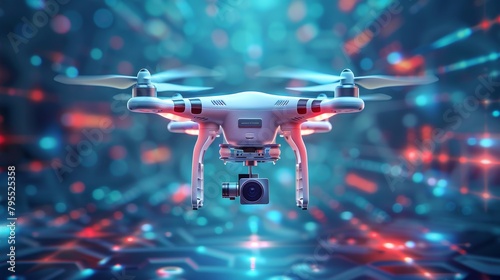 Smartphones and Devices: A 3D vector illustration of a drone with a camera