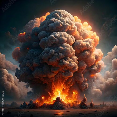 massive fire explosion border generative ai