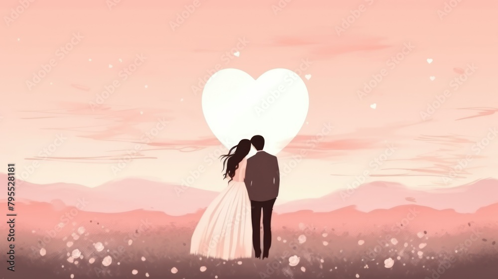 Beautiful romantic postcard valentines day. Wedding invitation. Love couple art. Beautiful romantic postcard valentines day. Wedding invitation. Love couple art.