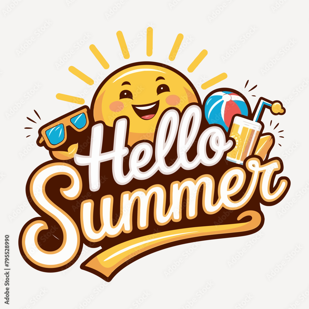 Fototapeta premium hello summer t shirt design,Print Summer t-shirt design