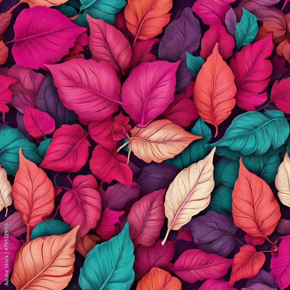 Vibrant Retro Foliage  A Colorful Journey Through Vintage Leaves