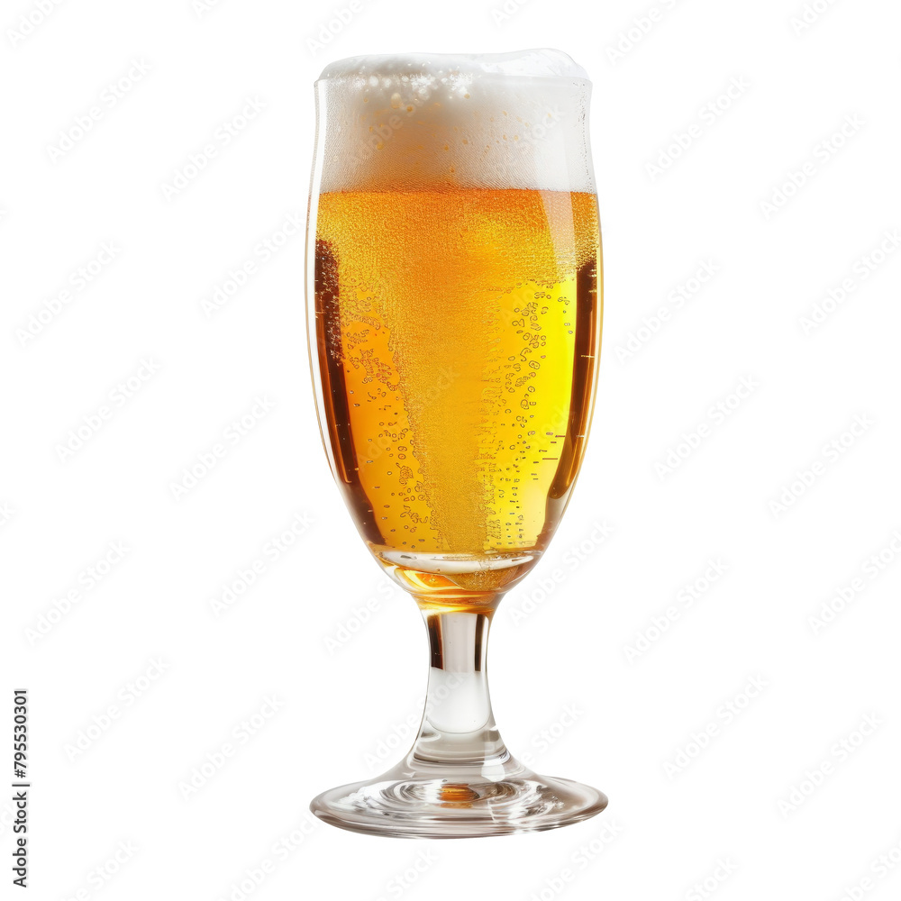 glass of lager beer with frothy foam isolated on transparent background glass of lager beer with frothy foam isolated on transparent background