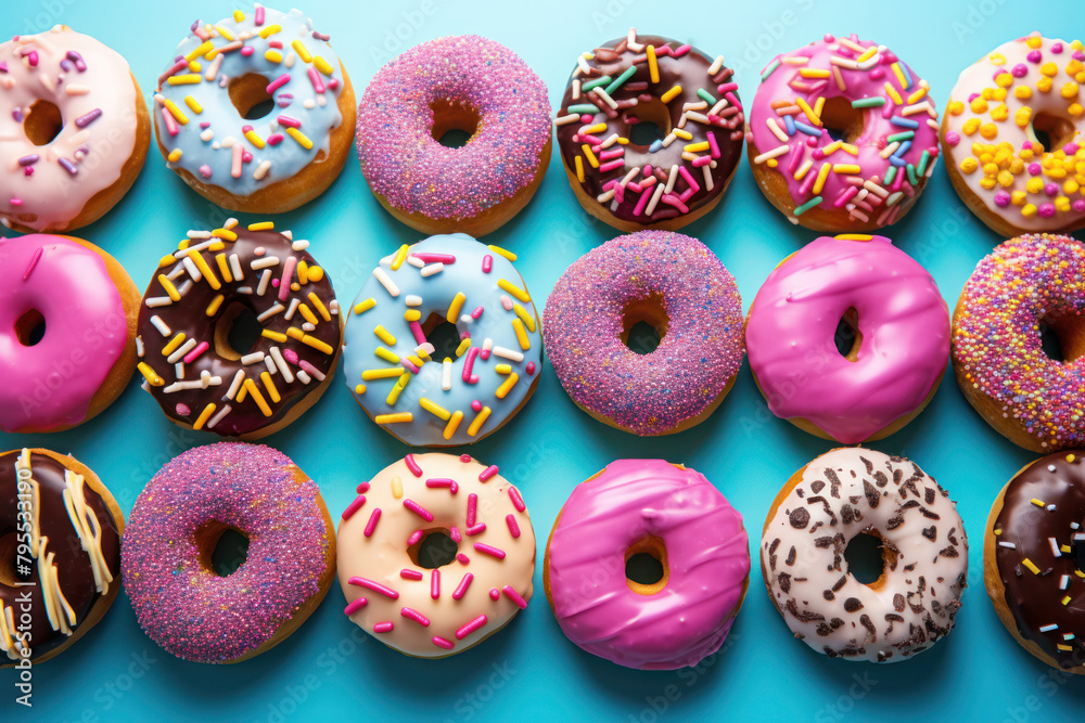 Assorted doughnuts arranged on a table Assorted doughnuts arranged on a table
