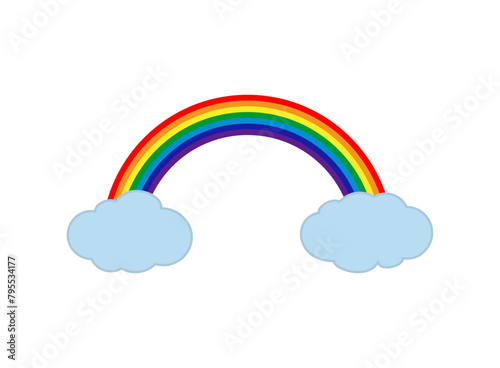 Colorful Rainbow and Clouds Vector Illustration © octopusaga