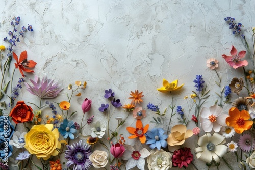 colorful paper flowers arrangement background
