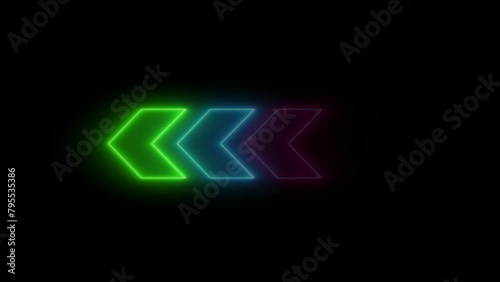 Wallpaper Mural Neon glowing swipe left arrow animation. Blinking direction arrows, loopable overlay footage on black background. Advertising, social media concept. Torontodigital.ca