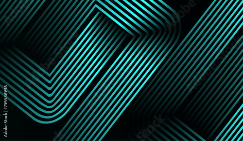 Abstract background with modern blue lines on black background Geometric stripe line art design. Modern shiny blue lines
