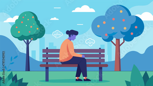 A person sitting at a park bench surrounded by serene nature while wearing a braincomputer interface and reflecting on the need to disconnect from the.