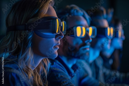 Spectators wearing VR headsets are completely immersed in a captivating virtual experience