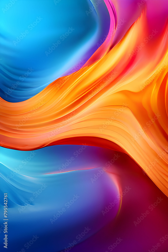 blue gradient background with red waves  3d mobile background 