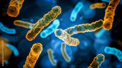illustration of bacillus-shaped bacteria - bacterial infections concept photo