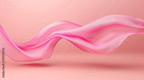  A pink wave of flowing fabric against a solid pink background Two light pink walls, one in the distance and one closer, visible in the frame