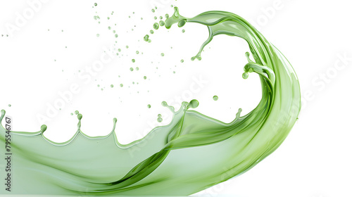 Dynamic Green Liquid Splash Isolated on White Background