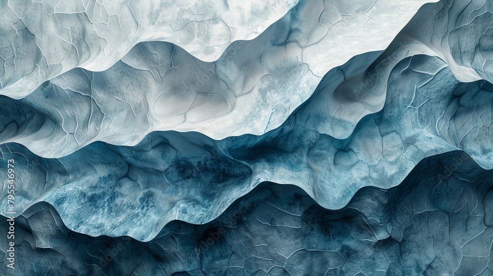 Naklejka premium An ultra-textured 3D material blue surface set against a minimalist gradient background, showcasing the contrast between the subtle color shift and the dramatic texture details.