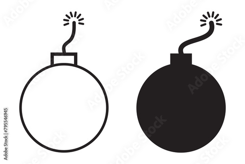 Bomb icon, symbol, vector design for web, computer and mobile app, logo. Dynamite vector,  icons from Army and war collection. Set of bomb icon, vector illustration. 