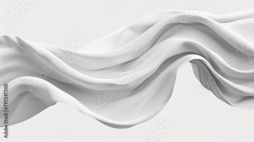  A white wave of liquid against a clean white backdrop; gentle flow of liquid cascading from top to bottom