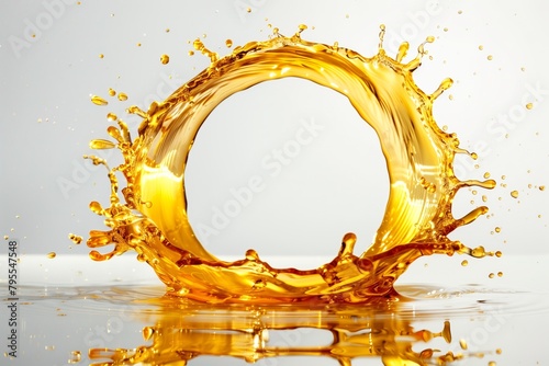 Golden liquid splash captured in motion photo