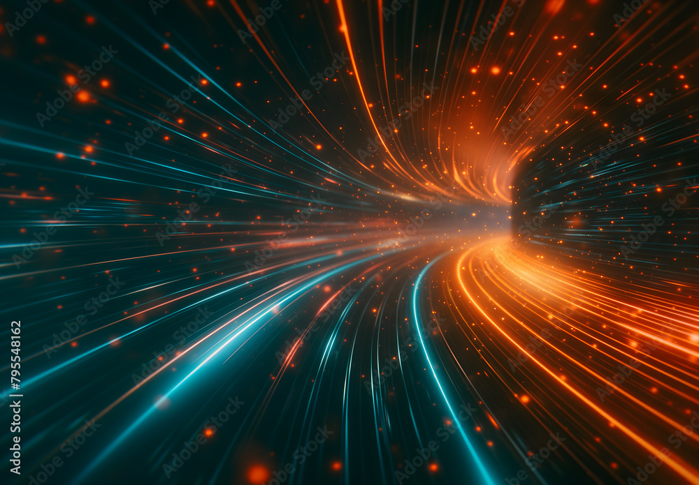 Dynamic Abstract Light Trails on Dark Background Dynamic Abstract Light Trails on Dark Background