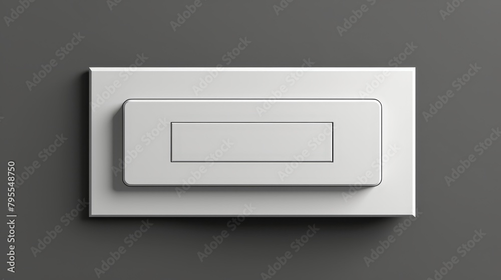 A light switch with a white button on its left side, closely framed against a gray wall A light switch with a white button on its left side, closely framed against a gray wall