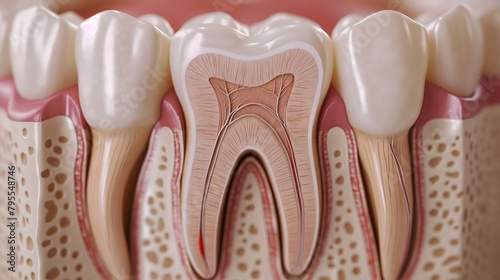 Highly Detailed Dental Model Showing the Internal Structure of a Tooth photo
