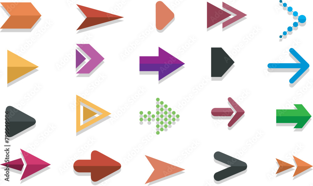 Set of arrows. 3d arrows. Set of arrows. 3d arrows.