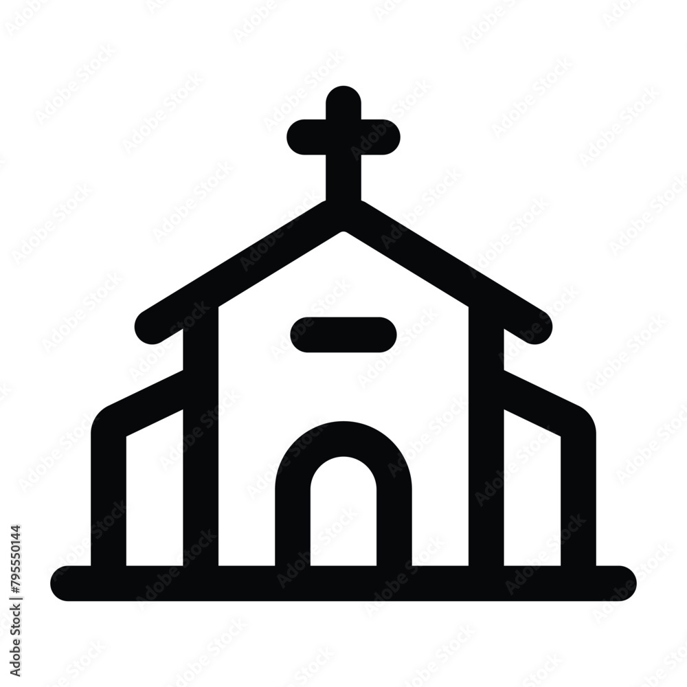 Simple Church icon. The icon can be used for websites, print templates, presentation templates, illustrations, etc
