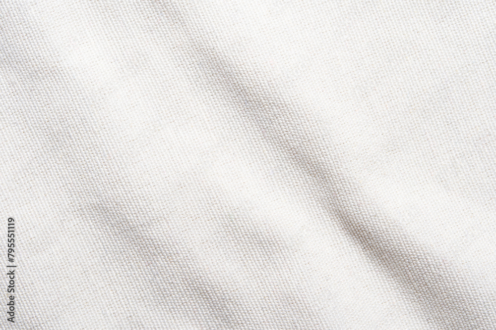 Fototapeta premium A soft, pure white fabric background with a delicate grid pattern. The texture is smooth and plain, resembling linen or cotton. Light creates subtle shadows on the surface.