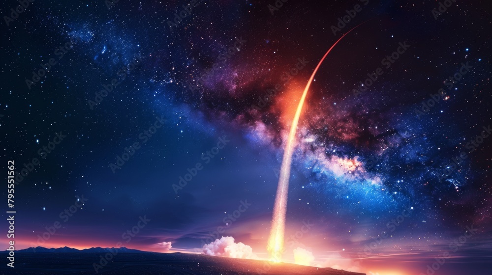 A Rocket Launching into Twilight Sky