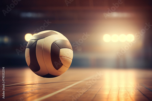 generated illustration of volleyball ball on the court photo