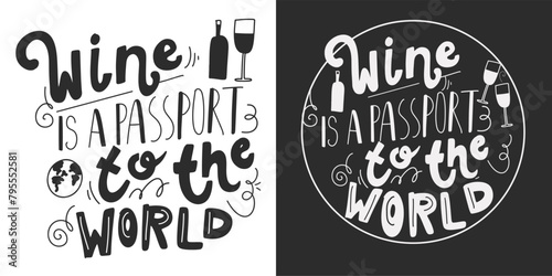 Wine vintage hand lettering poster for your design. Vector illustration