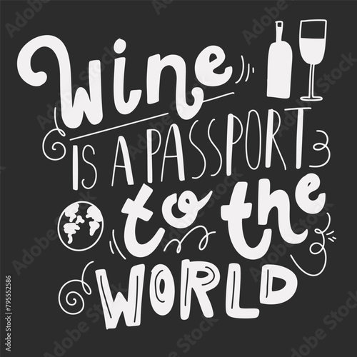 Wine vintage hand lettering poster for your design. Vector illustration