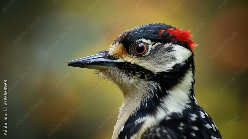 Fototapeta premium close up of a woodpecker bird. Generative AI