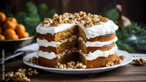 A delicious honey and walnut cake, a holiday favorite