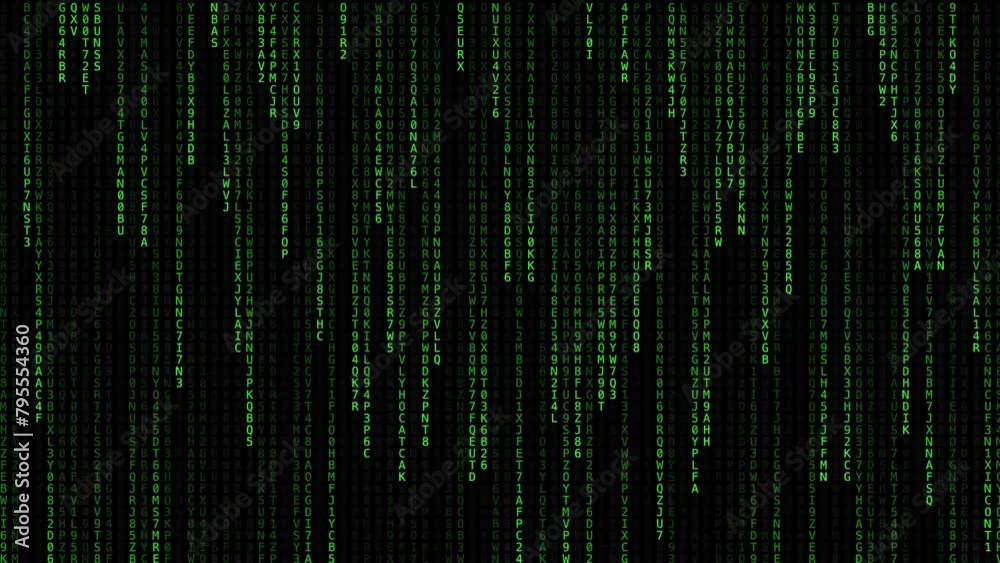 Green code on black background. Moving digits on screen. Concept of digital age. Algorithm, data code, decryption and encoding, row matrix, future, program. Digital computer graphic motion. Green code on black background. Moving digits on screen. Concept of digital age. Algorithm, data code, decryption and encoding, row matrix, future, program. Digital computer graphic motion.