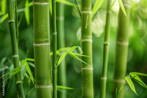 A lush bamboo forest  with tall stalks rustling in the breeze