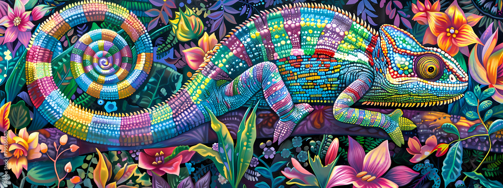 Naklejka premium Dimensional Escape: Nature's Vibrant Spectacle