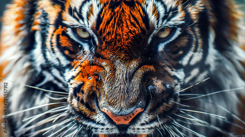 close up photo of wild tiger , Agressive tager face .