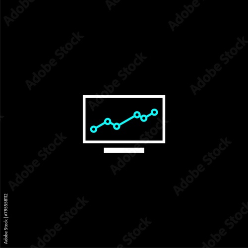  Data Analyzing icon isolated on black background