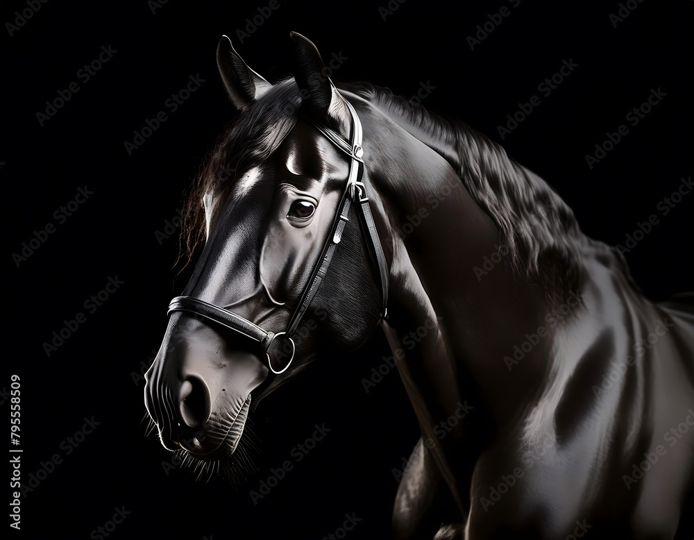 Portrait of a horse on a black minimalist background Portrait of a horse on a black minimalist background