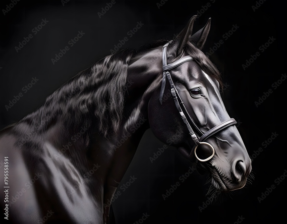 Portrait of a horse on a black minimalist background Portrait of a horse on a black minimalist background