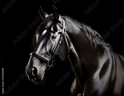 Portrait of a horse on a black minimalist background © Jaume