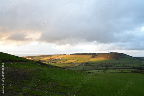 Landscape with field and blue sky. Coppanagh Hill, Co. Kilkenny, Ireland