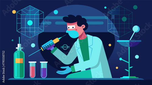 In a secret underground laboratory a person carefully injects themselves with a genetic modification serum hoping to enhance their intelligence and.