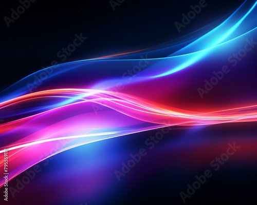 Abstract neon light streaks creating a dynamic motion effect, great for modern dance event flyers or electronic sports team logos